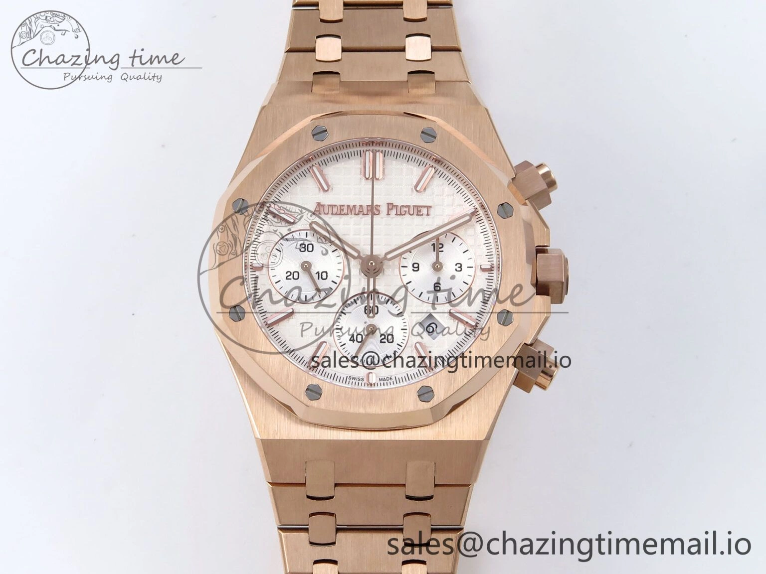 Affordable Royal Oak Chrono 26240OR RG BF Best Edition White Dial on RG Bracelet SH 4327