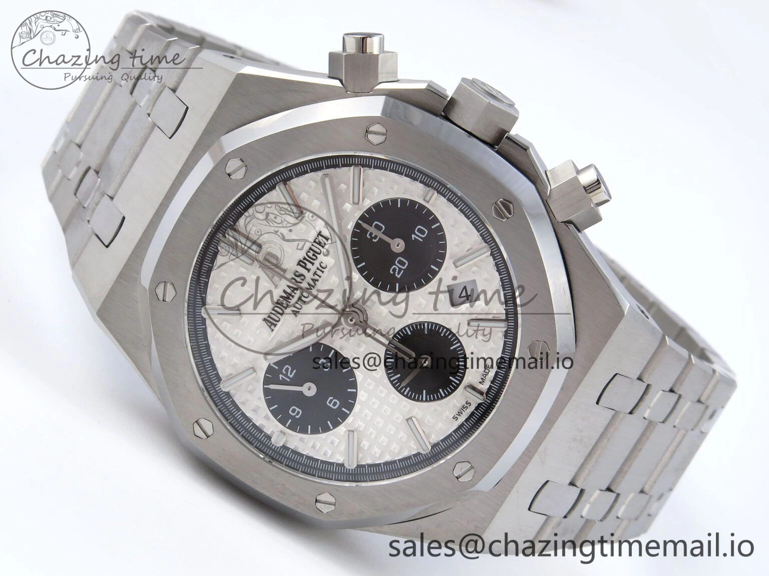 EasyCare Royal Oak Chrono 26240ST SS BF Best Edition White Black Dial on SS Bracelet SH 4333