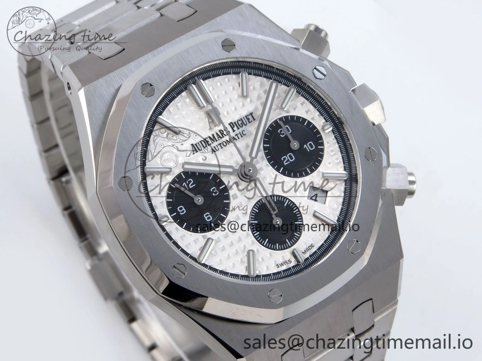 EasyCare Royal Oak Chrono 26240ST SS BF Best Edition White Black Dial on SS Bracelet SH 4333