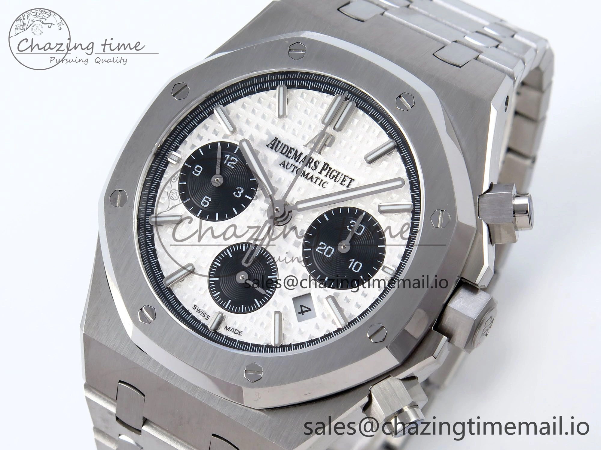 EasyCare Royal Oak Chrono 26240ST SS BF Best Edition White Black Dial on SS Bracelet SH 4333