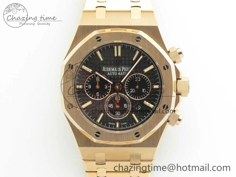Royal Oak Chrono 26320ST RG OMF 1:1 Best Edition Black Dial on RG Bracelet A Thermal 4899