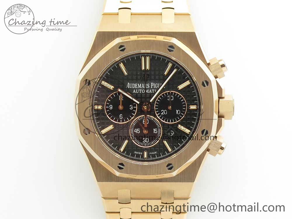 Royal Oak Chrono 26320ST RG OMF 1:1 Best Edition Black Dial on RG Bracelet A Thermal 4899
