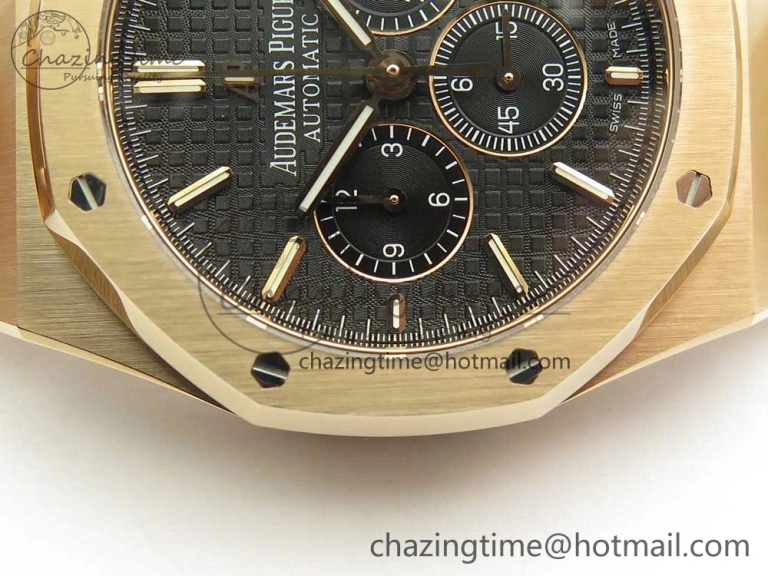 Royal Oak Chrono 26320ST RG OMF 1:1 Best Edition Black Dial on RG Bracelet A Thermal 4899