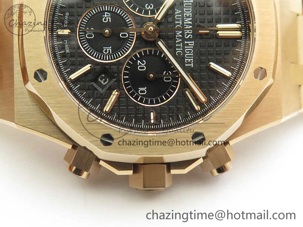 Royal Oak Chrono 26320ST RG OMF 1:1 Best Edition Black Dial on RG Bracelet A Thermal 4899