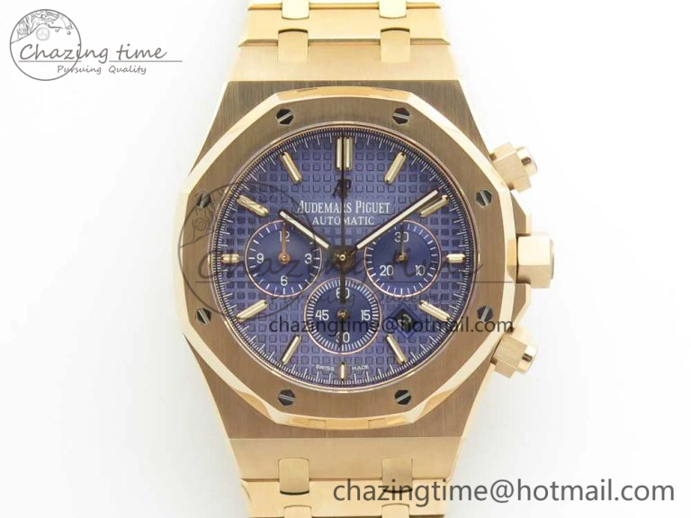 Minimalist Royal Oak Chrono 26320ST RG OMF 1:1 Best Edition Blue Dial on RG Bracelet A 4901