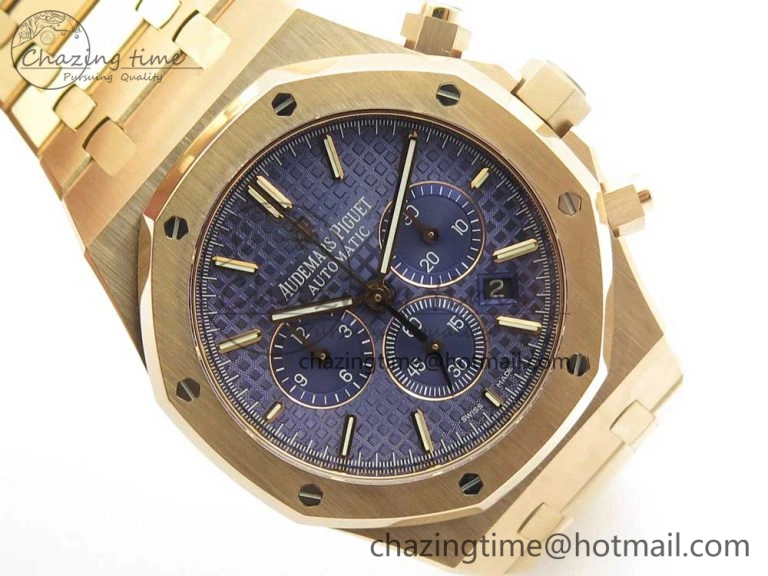 Minimalist Royal Oak Chrono 26320ST RG OMF 1:1 Best Edition Blue Dial on RG Bracelet A 4901