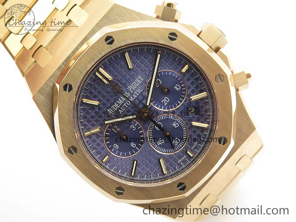 Minimalist Royal Oak Chrono 26320ST RG OMF 1:1 Best Edition Blue Dial on RG Bracelet A 4901