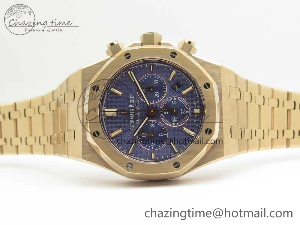 Minimalist Royal Oak Chrono 26320ST RG OMF 1:1 Best Edition Blue Dial on RG Bracelet A 4901