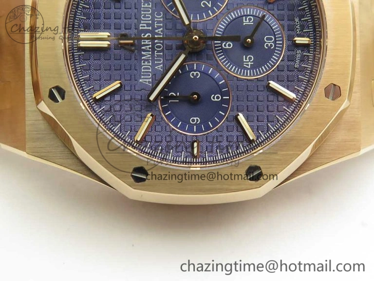 Minimalist Royal Oak Chrono 26320ST RG OMF 1:1 Best Edition Blue Dial on RG Bracelet A 4901