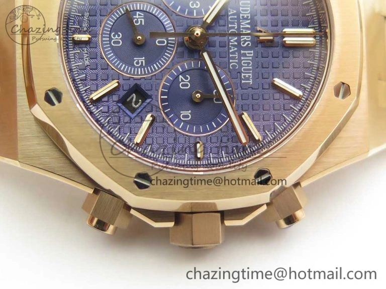 Minimalist Royal Oak Chrono 26320ST RG OMF 1:1 Best Edition Blue Dial on RG Bracelet A 4901