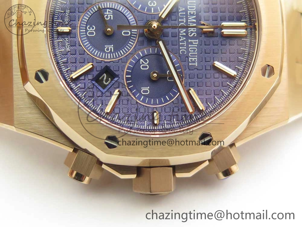 Minimalist Royal Oak Chrono 26320ST RG OMF 1:1 Best Edition Blue Dial on RG Bracelet A 4901