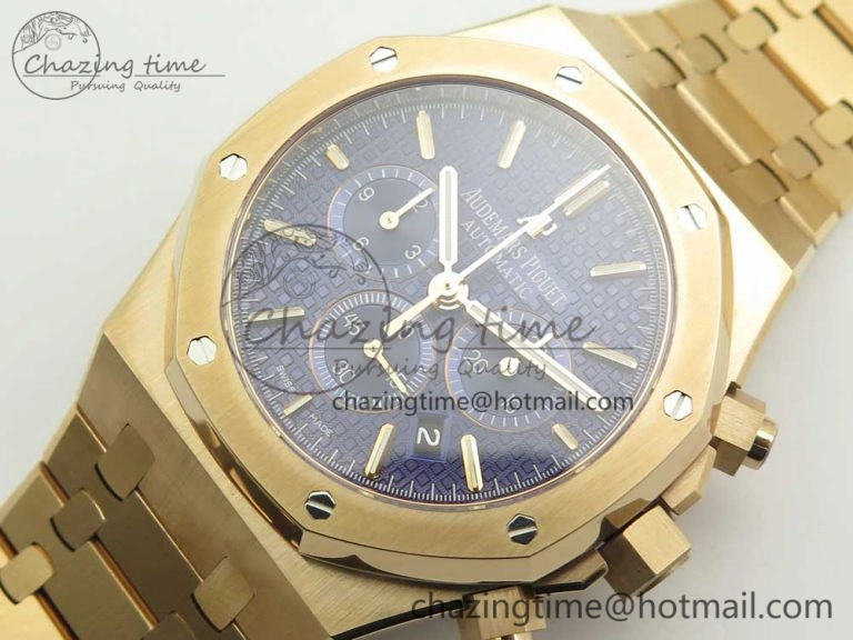 Minimalist Royal Oak Chrono 26320ST RG OMF 1:1 Best Edition Blue Dial on RG Bracelet A 4901