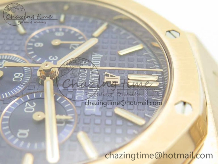 Minimalist Royal Oak Chrono 26320ST RG OMF 1:1 Best Edition Blue Dial on RG Bracelet A 4901