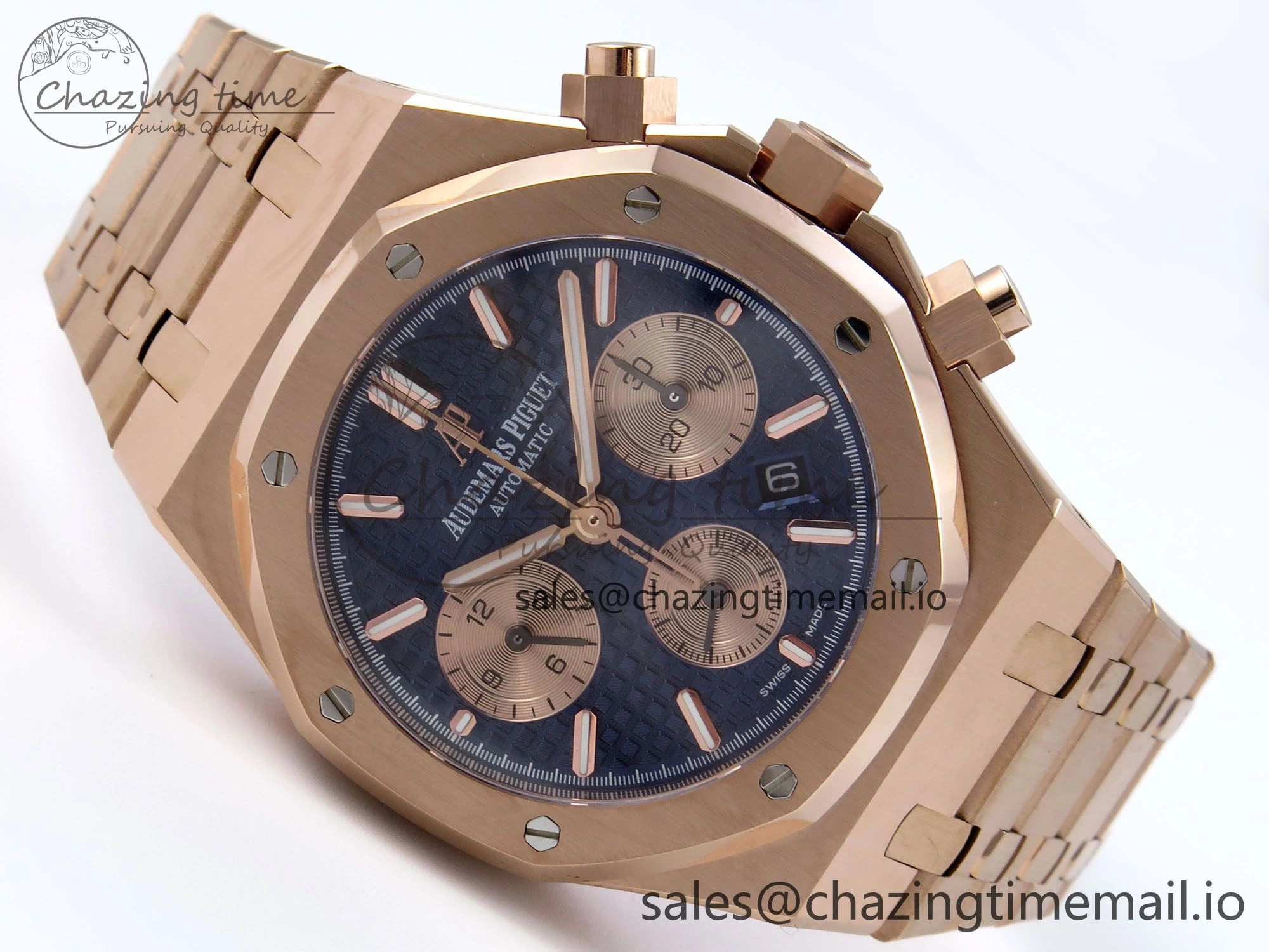 Stretchable Royal Oak Chrono 26331 RG BF Best Edition Blue RG Dial on RG Bracelet A 4325