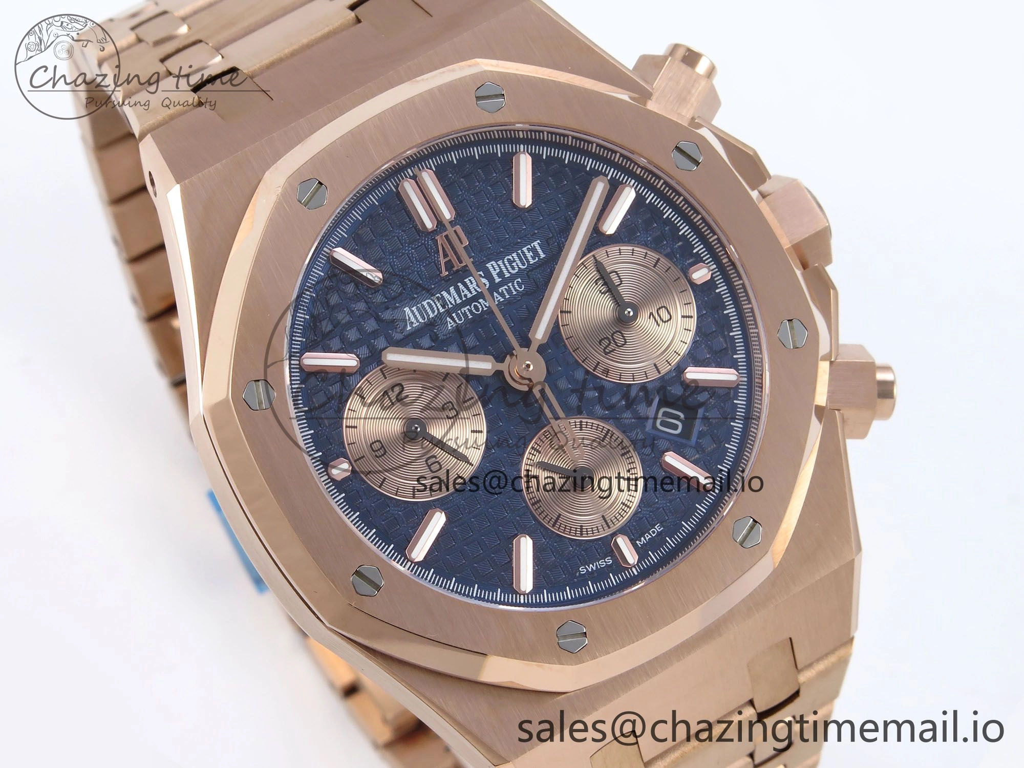Stretchable Royal Oak Chrono 26331 RG BF Best Edition Blue RG Dial on RG Bracelet A 4325