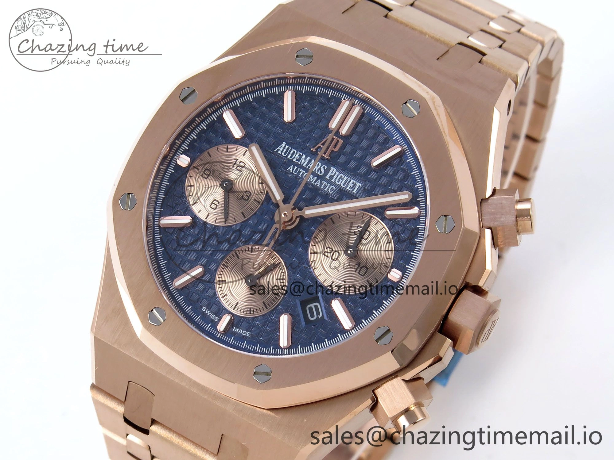 Stretchable Royal Oak Chrono 26331 RG BF Best Edition Blue RG Dial on RG Bracelet A 4325