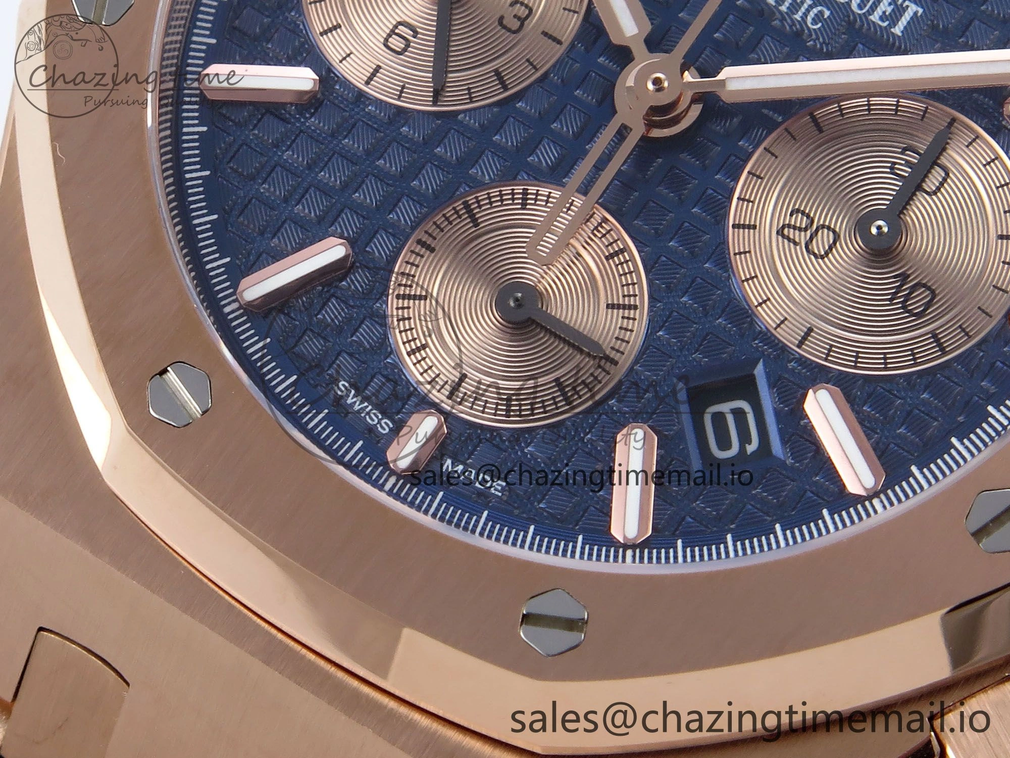 Stretchable Royal Oak Chrono 26331 RG BF Best Edition Blue RG Dial on RG Bracelet A 4325