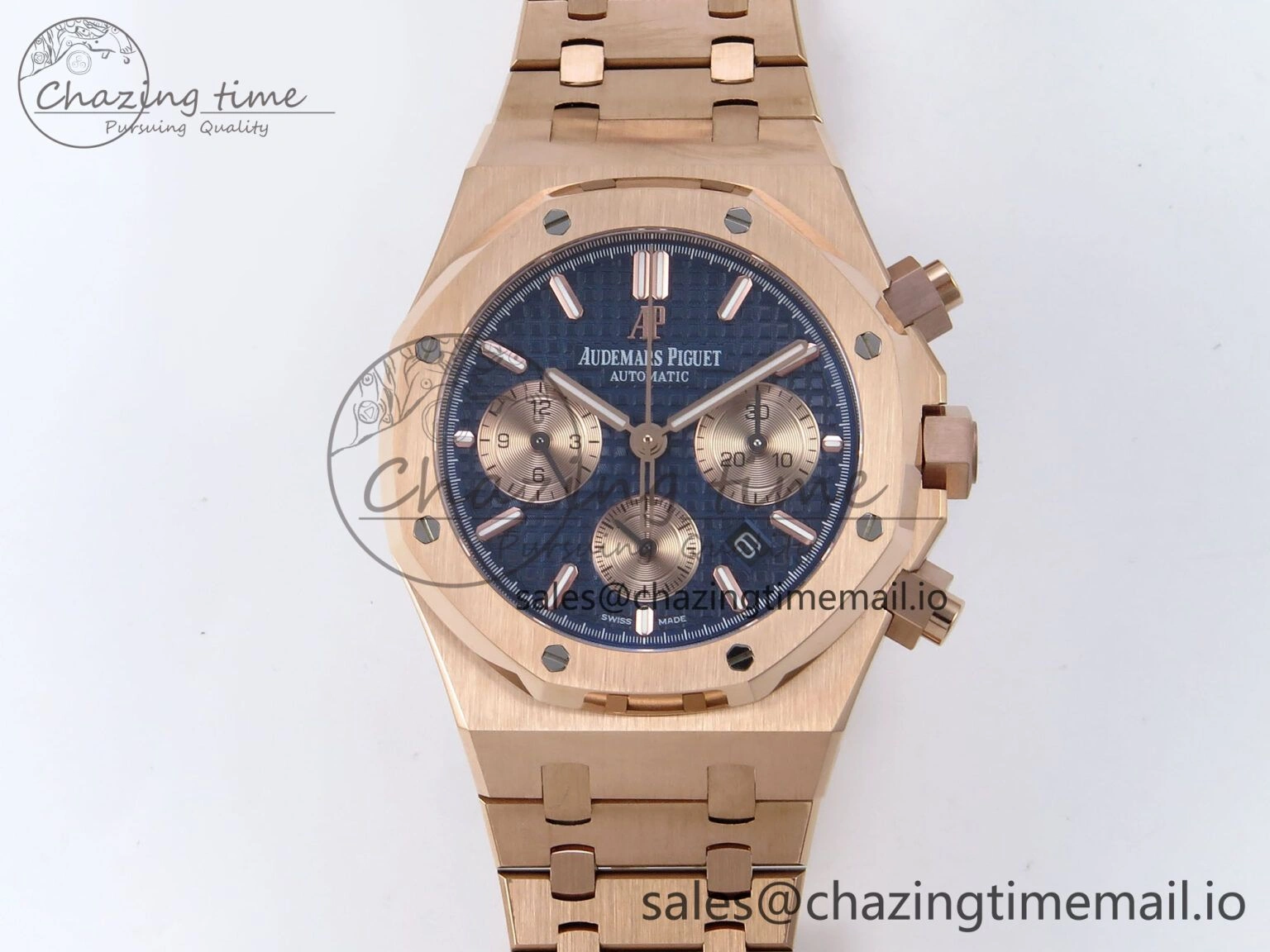 Stretchable Royal Oak Chrono 26331 RG BF Best Edition Blue RG Dial on RG Bracelet A 4325