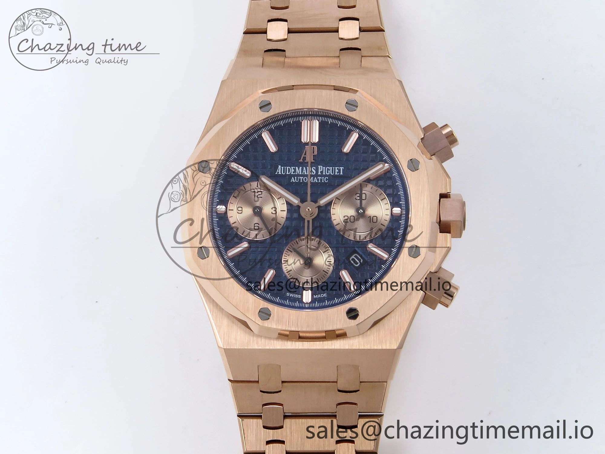 Stretchable Royal Oak Chrono 26331 RG BF Best Edition Blue RG Dial on RG Bracelet A 4325