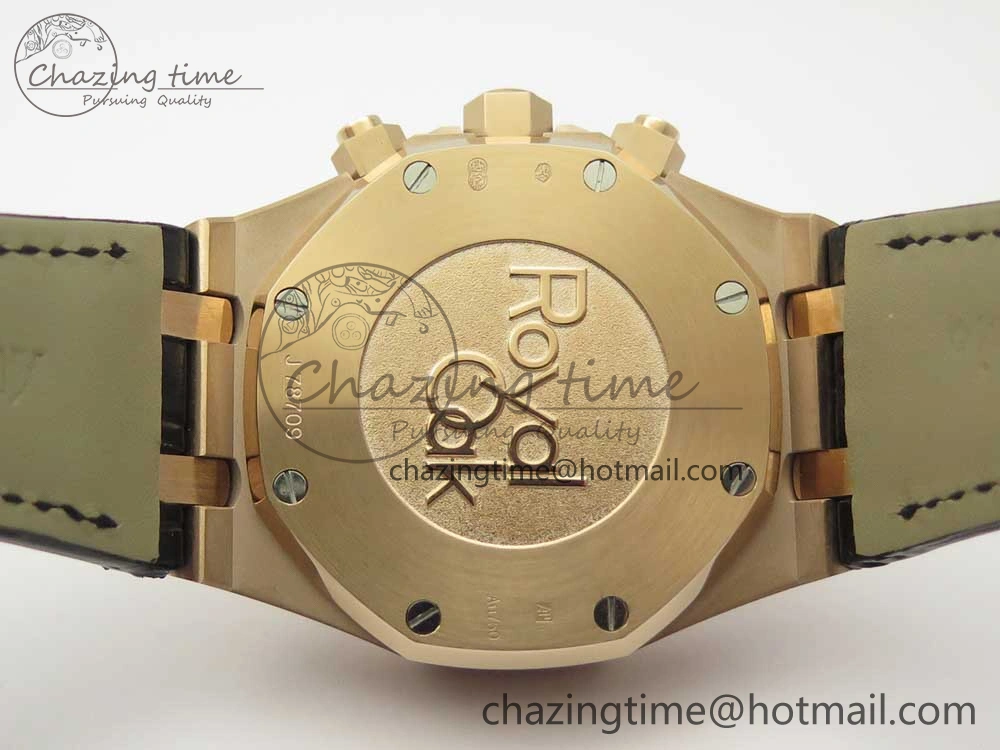 Compact Royal Oak Chrono 26331ST RG OMF 1:1 Best Edition Black Dial on Black Leather Strap A7750(Free Rubber Strap) 4884