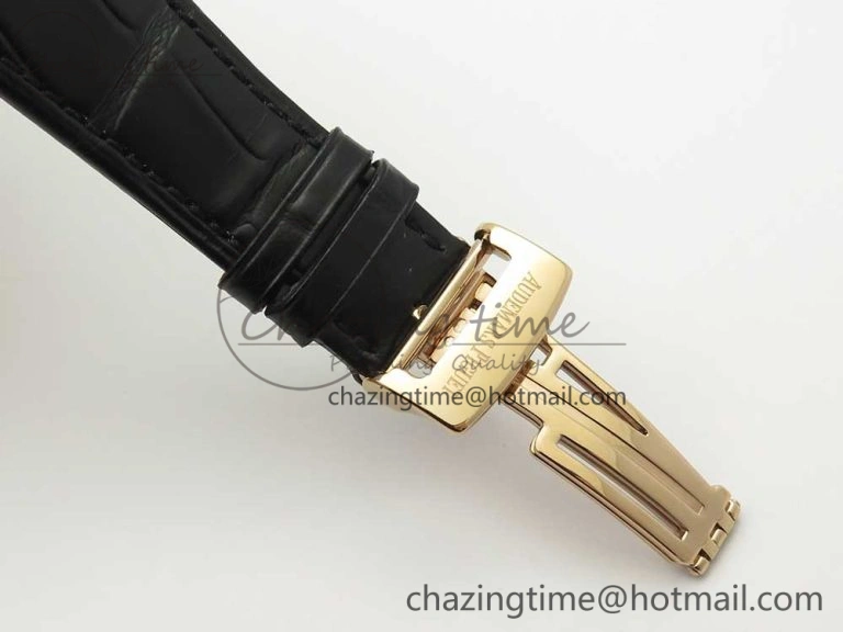 Compact Royal Oak Chrono 26331ST RG OMF 1:1 Best Edition Black Dial on Black Leather Strap A7750(Free Rubber Strap) 4884