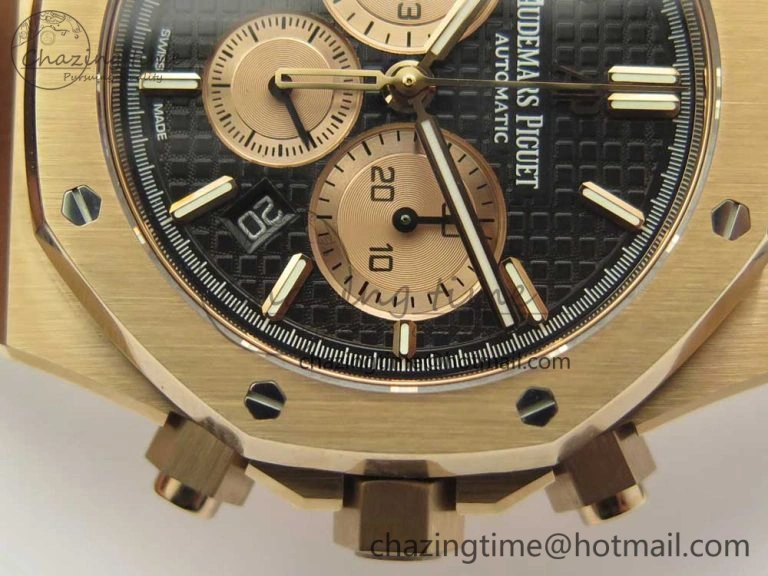 Compact Royal Oak Chrono 26331ST RG OMF 1:1 Best Edition Black Dial on Black Leather Strap A7750(Free Rubber Strap) 4884