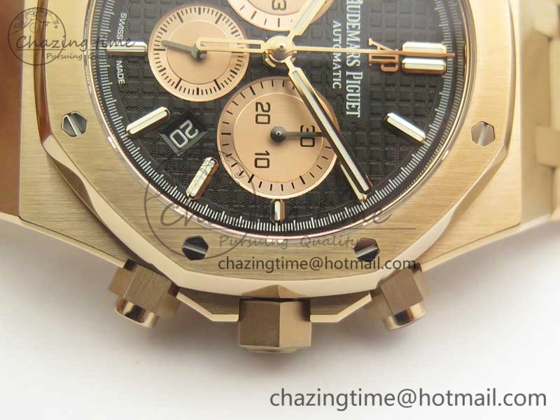 Lightweight Royal Oak Chrono 26331ST RG OMF 1:1 Best Edition Black Gold Dial on SS Bracelet A 4909