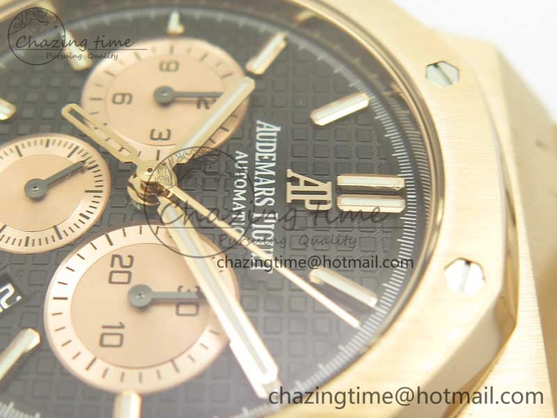 Lightweight Royal Oak Chrono 26331ST RG OMF 1:1 Best Edition Black Gold Dial on SS Bracelet A 4909