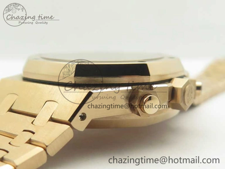 Lightweight Royal Oak Chrono 26331ST RG OMF 1:1 Best Edition Black Gold Dial on SS Bracelet A 4909