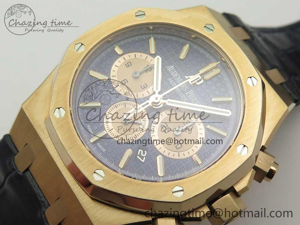 Royal Oak Chrono 26331ST RG OMF 1:1 Best Edition Blue Dial on Blue Leather Strap A7750(Free Rubber Strap) Upgraded 4883
