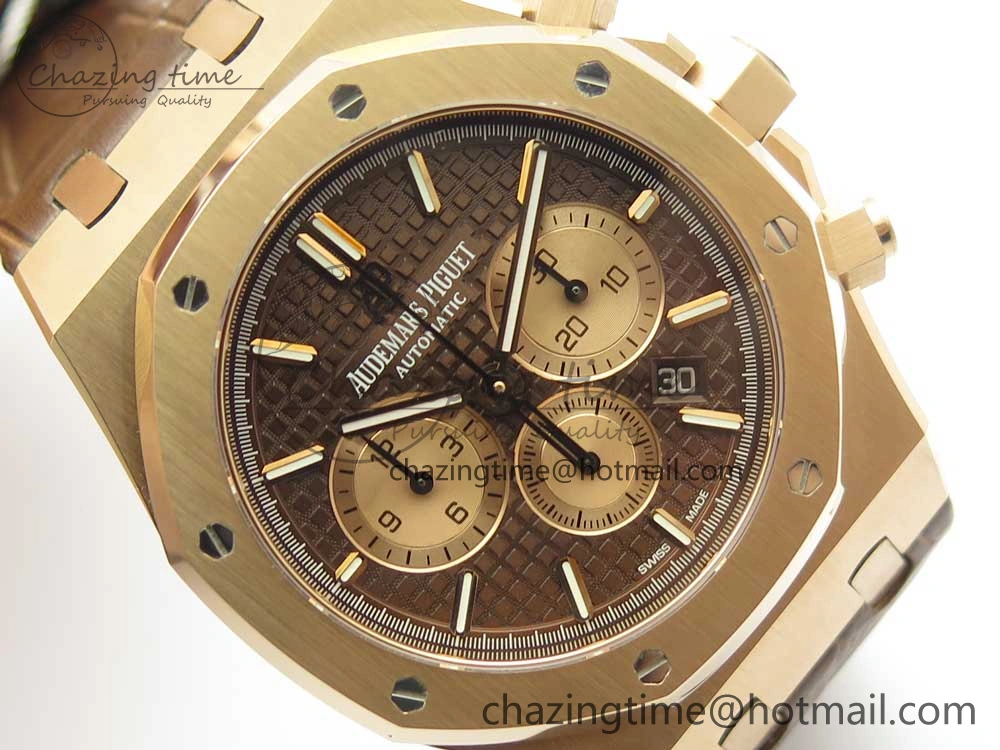Lightweight Royal Oak Chrono 26331ST RG OMF 1:1 Best Edition Brown Dial on Brown Leather Strap A7750(Free Rubber Strap) 4882