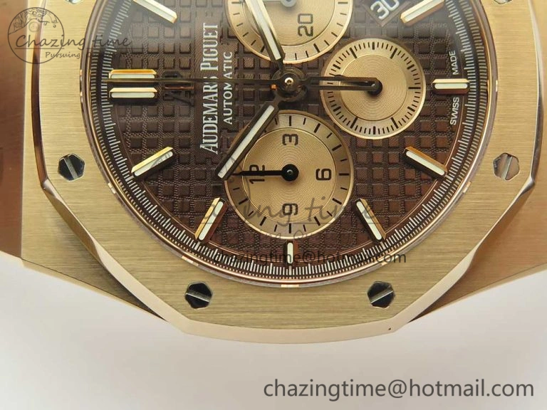Lightweight Royal Oak Chrono 26331ST RG OMF 1:1 Best Edition Brown Dial on Brown Leather Strap A7750(Free Rubber Strap) 4882