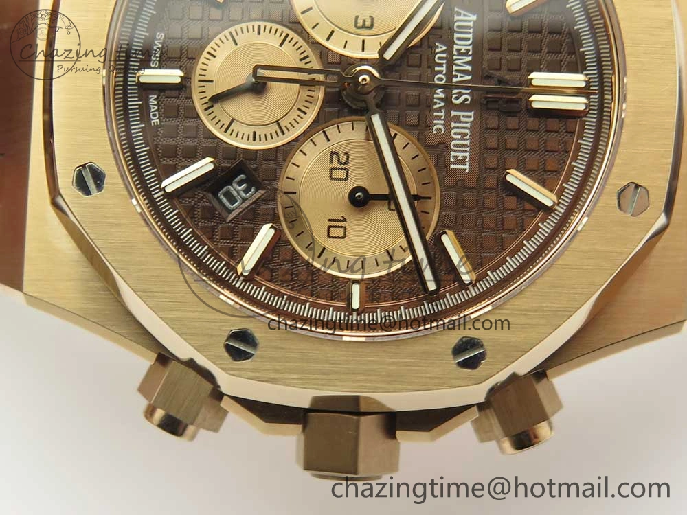 Lightweight Royal Oak Chrono 26331ST RG OMF 1:1 Best Edition Brown Dial on Brown Leather Strap A7750(Free Rubber Strap) 4882