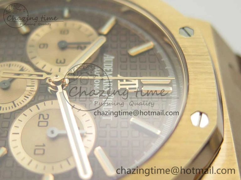 Lightweight Royal Oak Chrono 26331ST RG OMF 1:1 Best Edition Brown Dial on Brown Leather Strap A7750(Free Rubber Strap) 4882