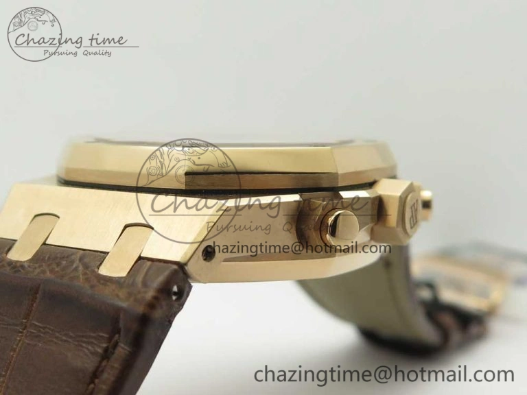 Lightweight Royal Oak Chrono 26331ST RG OMF 1:1 Best Edition Brown Dial on Brown Leather Strap A7750(Free Rubber Strap) 4882