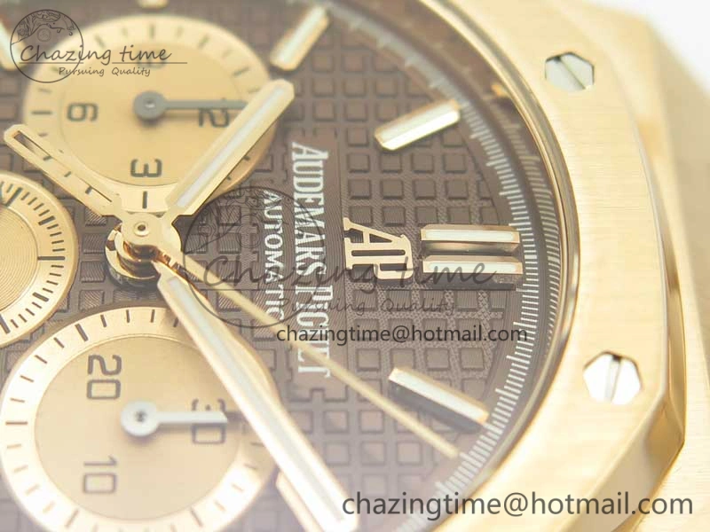 Minimalist Royal Oak Chrono 26331ST RG OMF 1:1 Best Edition Brown Gold Dial on SS Bracelet A 4908