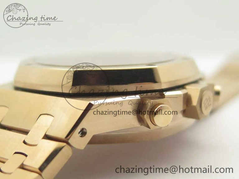 Minimalist Royal Oak Chrono 26331ST RG OMF 1:1 Best Edition Brown Gold Dial on SS Bracelet A 4908