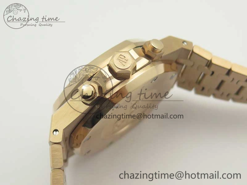 Minimalist Royal Oak Chrono 26331ST RG OMF 1:1 Best Edition Brown Gold Dial on SS Bracelet A 4908