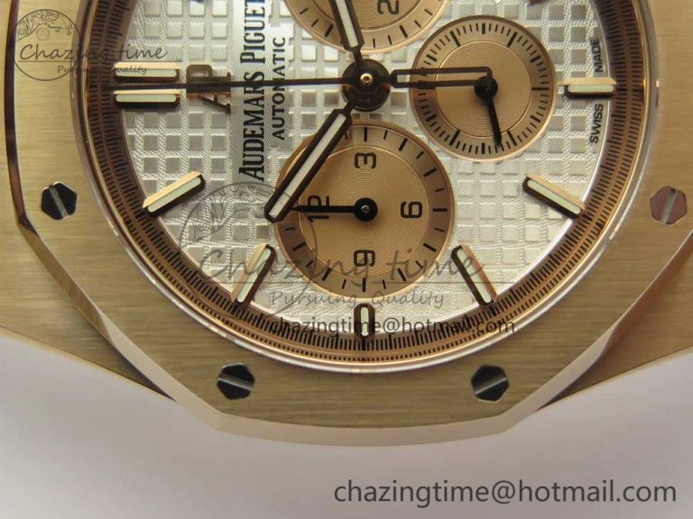 Royal Oak Chrono 26331ST RG OMF 1:1 Best Edition White dial on Brown Leather Strap A7750(Free Rubber Strap) UrbanChic 4885
