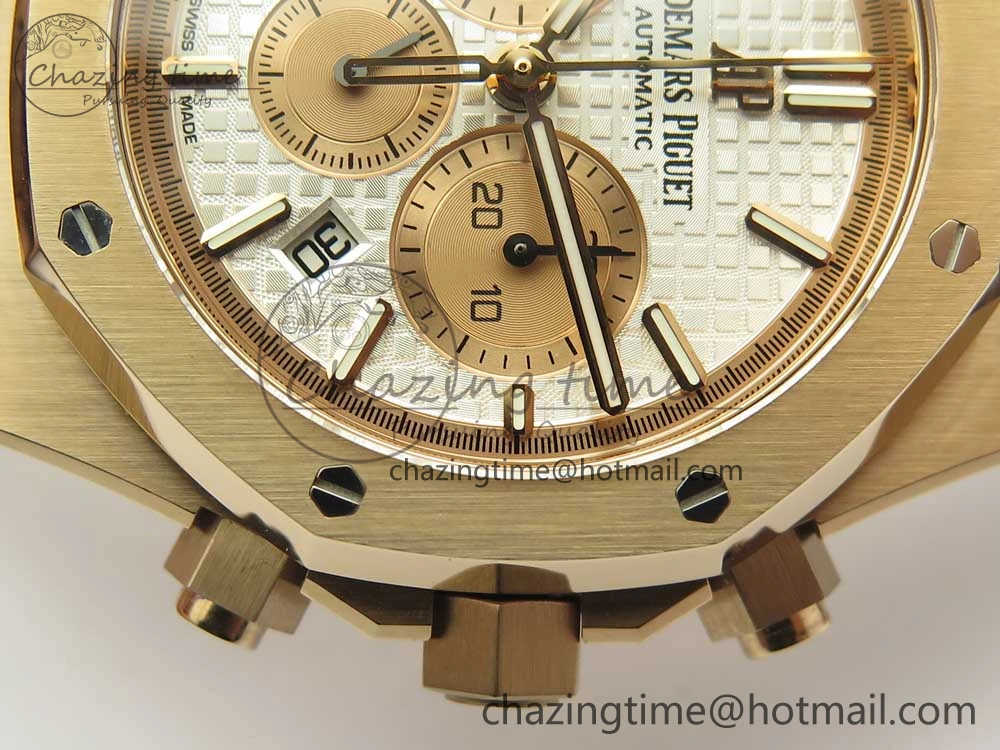 Royal Oak Chrono 26331ST RG OMF 1:1 Best Edition White dial on Brown Leather Strap A7750(Free Rubber Strap) UrbanChic 4885
