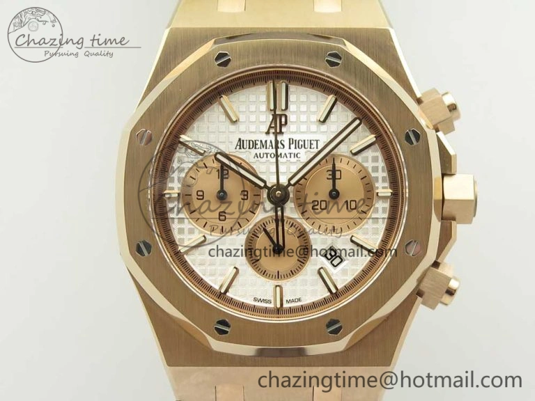 Royal Oak Chrono 26331ST RG OMF 1:1 Best Edition White dial on Brown Leather Strap A7750(Free Rubber Strap) UrbanChic 4885