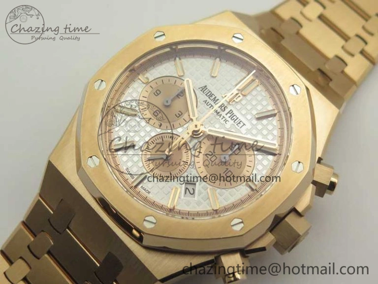 Lightweight Royal Oak Chrono 26331ST RG OMF 1:1 Best Edition White Gold Dial on SS Bracelet A 4910
