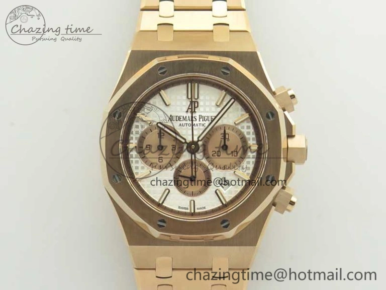 Lightweight Royal Oak Chrono 26331ST RG OMF 1:1 Best Edition White Gold Dial on SS Bracelet A 4910