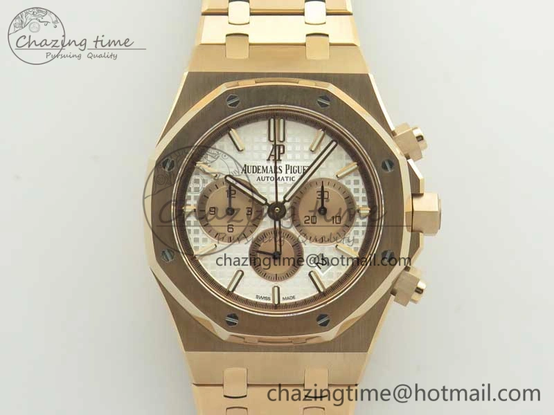 Lightweight Royal Oak Chrono 26331ST RG OMF 1:1 Best Edition White Gold Dial on SS Bracelet A 4910