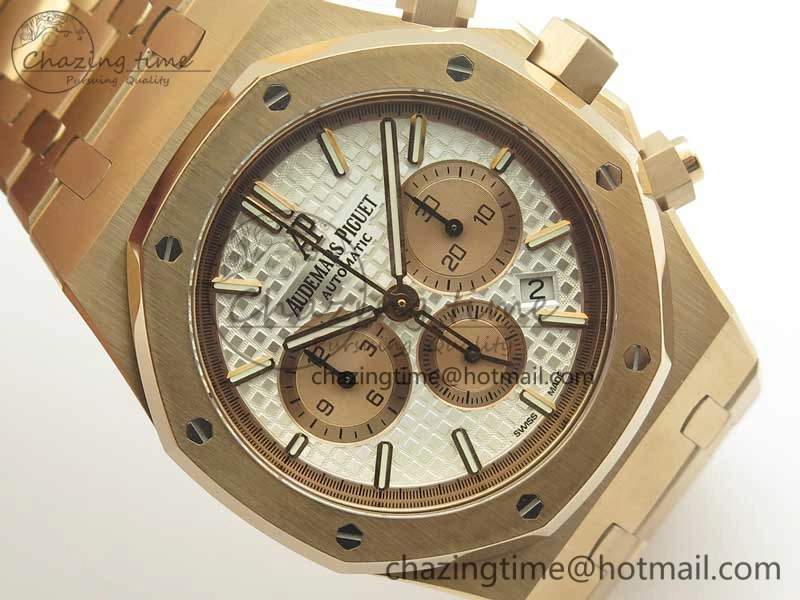 Lightweight Royal Oak Chrono 26331ST RG OMF 1:1 Best Edition White Gold Dial on SS Bracelet A 4910