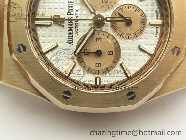 Lightweight Royal Oak Chrono 26331ST RG OMF 1:1 Best Edition White Gold Dial on SS Bracelet A 4910