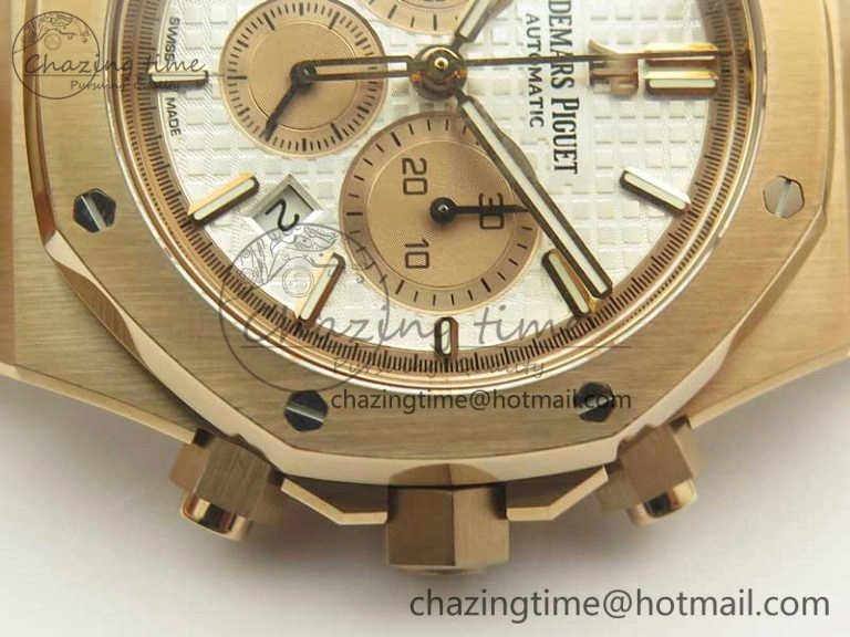 Lightweight Royal Oak Chrono 26331ST RG OMF 1:1 Best Edition White Gold Dial on SS Bracelet A 4910