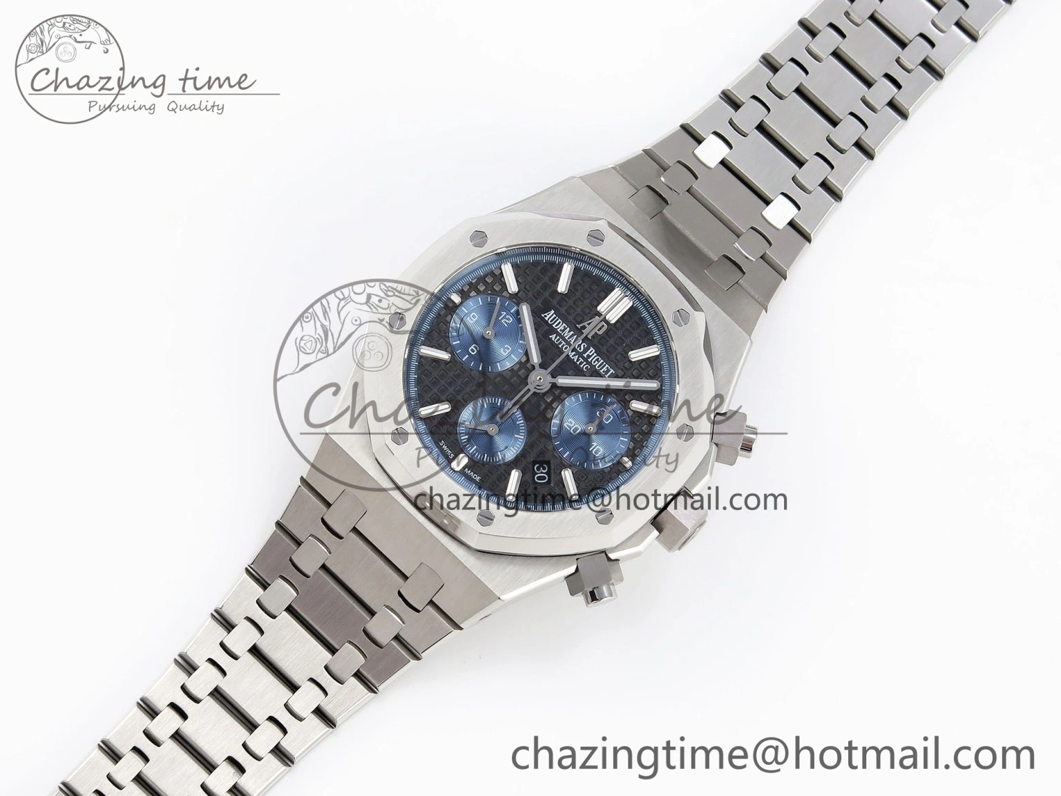 Royal Oak Chrono 26331ST SS IPF 1:1 Best Edition Black Dial Blue Subdial on SS Bracelet A MoistureWicking 4554