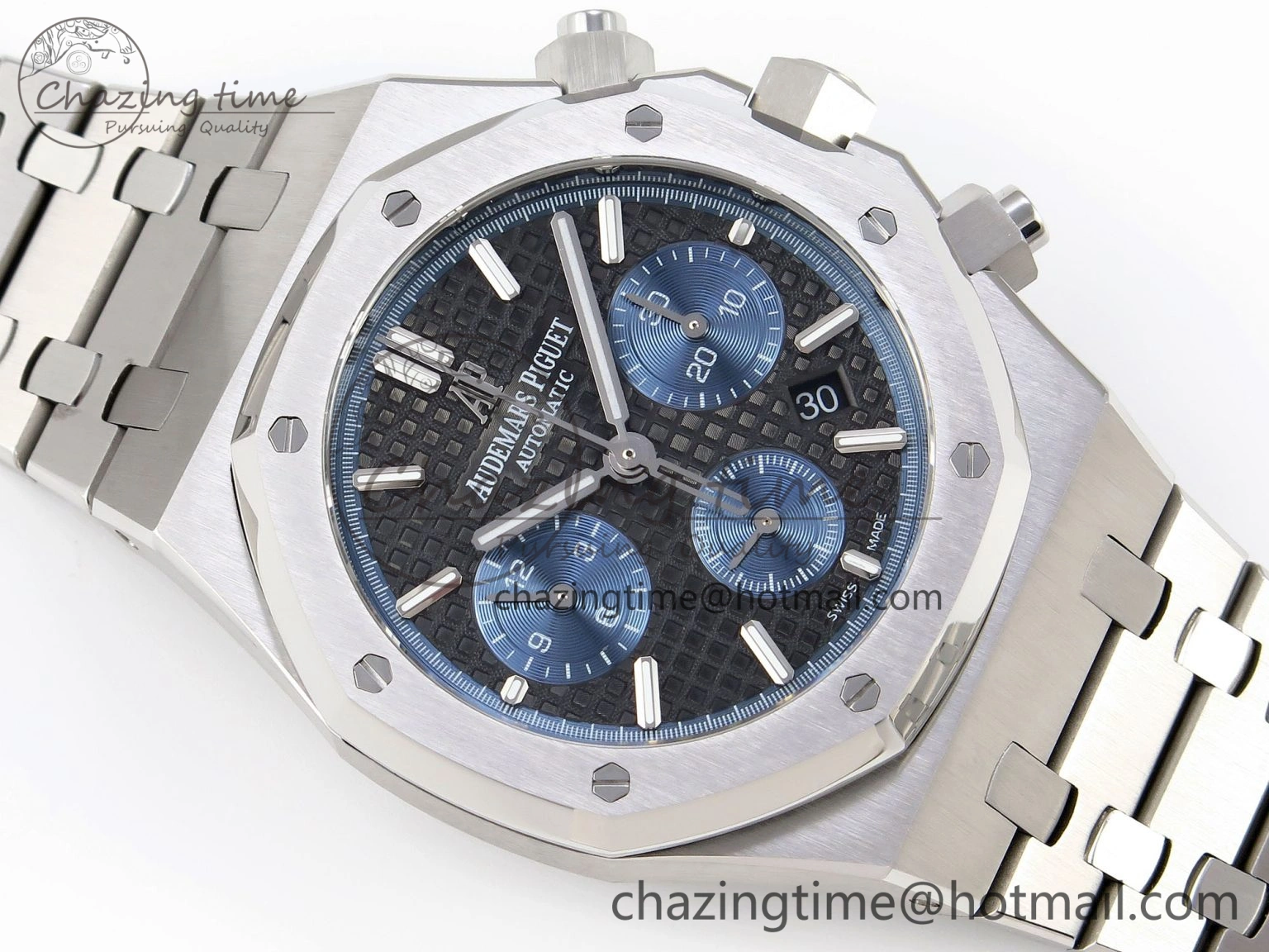 Royal Oak Chrono 26331ST SS IPF 1:1 Best Edition Black Dial Blue Subdial on SS Bracelet A MoistureWicking 4554