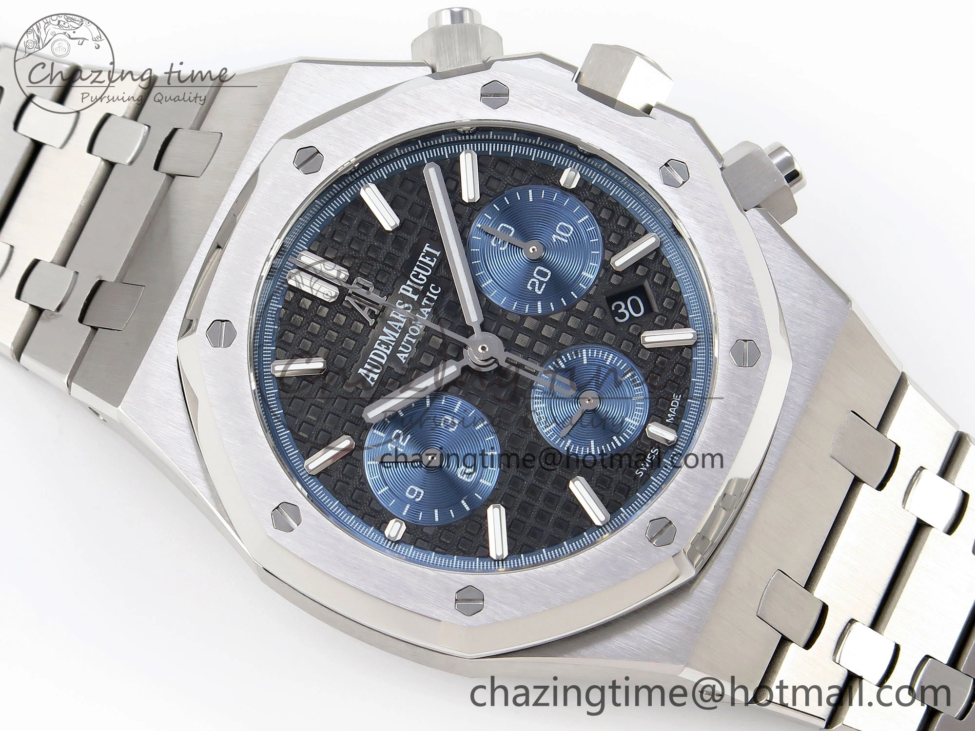 Royal Oak Chrono 26331ST SS IPF 1:1 Best Edition Black Dial Blue Subdial on SS Bracelet A MoistureWicking 4554